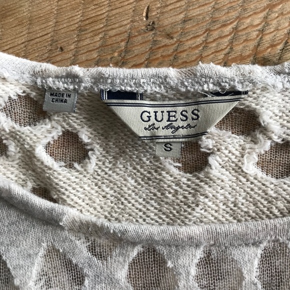 Guess Sheer Crop Sweater Top - Picture 4 of 6